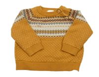 Hořčicovo-smotanový vzorovaný sveter ALANA