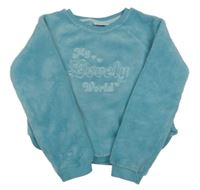 Azurová plyšová mikina s nápismi Kids