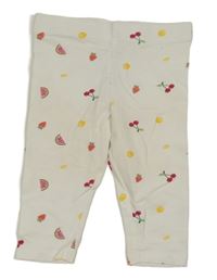 Biele crop legíny s ovociem a jahůdkami a melónmi POCOPIANO