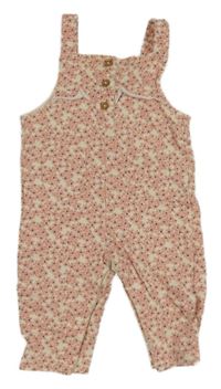 Smetanovo-růžové květované laclové tepláky s volánky M&S