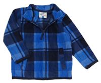 Modro-tmavomodro/petrolejová kockovaná fleecová prepínaci mikina Topolino