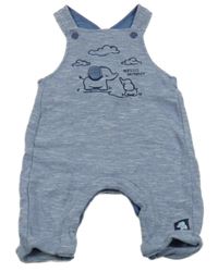 Modré melírované laclové tepláky se sloníky a obláčky little nutmeg