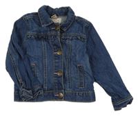 Tmavomodrá rifľová bunda s volánikmi a golierikom Tu