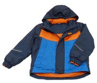 Tmavomodro/oranžovo-modrá šušťáková jarná funkčná bunda s kapucňou lupilu