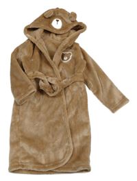 Hnědý plyšový župan s medvídkem a kapucí George