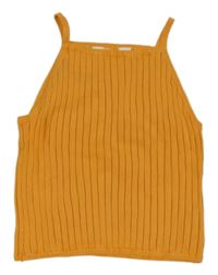 Oranžový rebrovaný úpletový crop top H&M