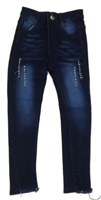 Tmavomodré skinny rifle s vyšúchaním