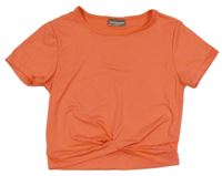 Lososové športové crop tričko s překřížením DESTINATION