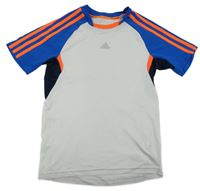 Bílo-cobaltově modro-křiklavě korálové funkční sportovní tričko Adidas