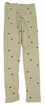 Smotanové teplákové legíny so srdiečkami H&M
