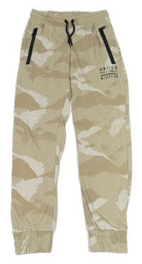 Béžovo-biele army tepláky s nápismi WOXO