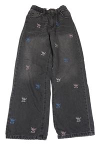 Tmavošedé wide leg rifle se Stitchem ZARA