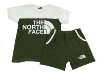 2set - Khaki-bílé tričko + kraťasy s logem The North Face