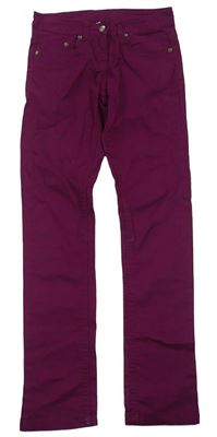 Vínové plátěné skinny kalhoty C&A