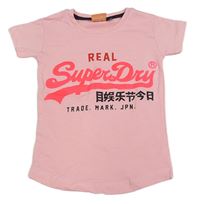 Ružové tričko s nápisem Superdry