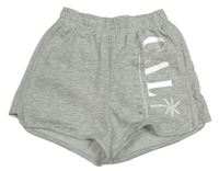 Sivé melírované teplákové kraťasy s nápisom a palmou H&M