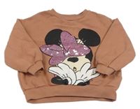 Skořicová mikina s Minnie s flitrami Zara