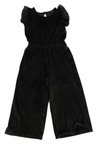Černý puntíkatý sametový slavnostní culottes overal George