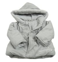 Svetlosivá šušťáková zateplená bunda s nášivkou a kapucňou Orchestra