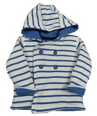 Bílo-modrá pruhovaná zateplená propínací mikina s kapucí George