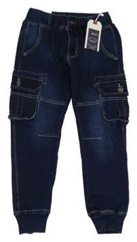 Nové - Tmavomodré teplákové chino cargo cuff rifle