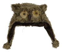 Hnědá kožešinová beranice - sova Primark