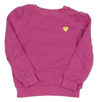 Fuchsiová mikina so srdcem Kiabi