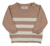 Starorůžovo-biely sveter s pruhmi F&F