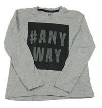 Sivé melírované tričko s potlačou s nápisom Pepperts