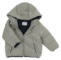 Šedá melírovaná šusťáková zimní bunda s kapucí Kiabi