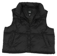 Čierna šušťáková zateplená crop vesta New Look
