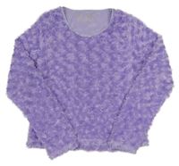 Levandulový chlpatý crop sveter
