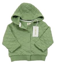 Nové - Zelená prošívaná zateplená propínací mikina s kapucí