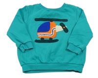 Modrozelená mikina s vrtuľníkom Tu