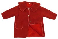 Červený huňatý zateplený kabát