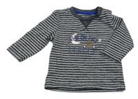 Tmavomodro-bílé pruhované triko s medvědem S. Oliver