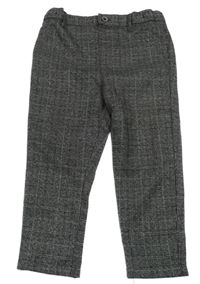 Tmavošedo-čierne kockované chino nohavice Primark