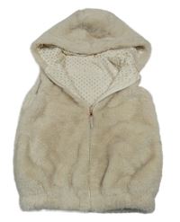 Béžová kožušinová podšitá vesta s kapucňou Nutmeg