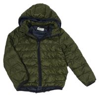 Khaki prošívaná šusťáková zateplená bunda s kapucí H&M