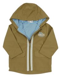 Hnědá šusťáková jarní bunda s nápisem a kapucí Ergee