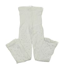 Bílé puntíkaté silonky bez šlapiček s čipkou Yigga