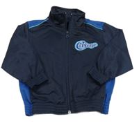 Tmavomodro-modrá športová prepínaci mikina s nápisom