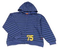 Modrofialovo-čierna pruhovaná prepínaci mikina s číslom a kapucňou CFL