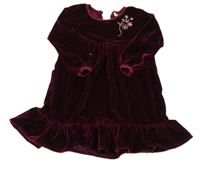 Vínové zamatové šaty s výšivkami