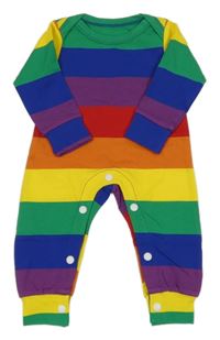 Farebný pruhovaný teplákový overal