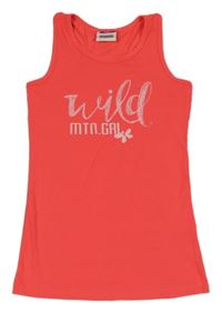 Neónově korálový športový top s nápisom Yigga