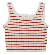 Bielo-červený pruhovaný rebrovaný pletený crop top H&M