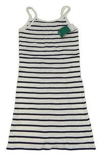 Nové - Bielo-čierne pruhované rebrované elastické šaty H&M