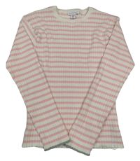 Smetanovo-ružový pruhovaný rebrovaný sveter Primark