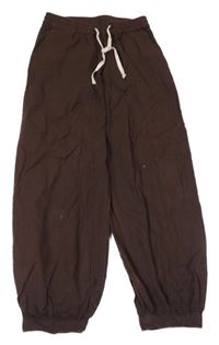 Tmavohnedé ľahké jogger cuff nohavice